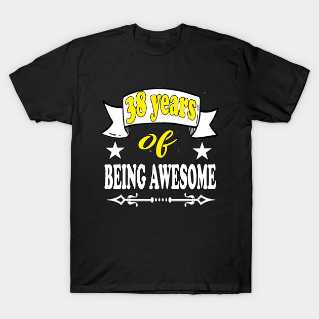 38 Years of Being Awesome T-Shirt by Emma-shopping